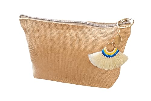 Neceser Mujer - Organizador de Maquillaje. Algodón y Yute 100%. Neceser Maquillaje - Unisex. Color Beige (Yute Natural)