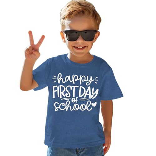 Girls Boys Happy First Day of School Shirts Kid Back to School T-Shirt Kindergarten 1st 2nd Grade Outfits Tees Tops