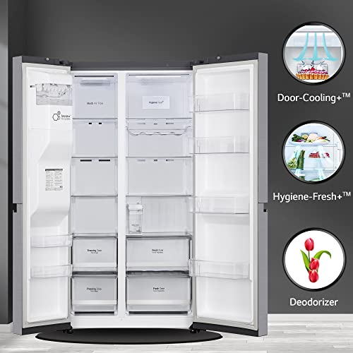Image of LG 635 L Frost-Free Inverter Wi-Fi Side-By-Side Refrigerator Appliance (2023 Model, GL-L257CPZX, Shiny Steel, Door Cooling+ | with Water & Ice Dispenser)