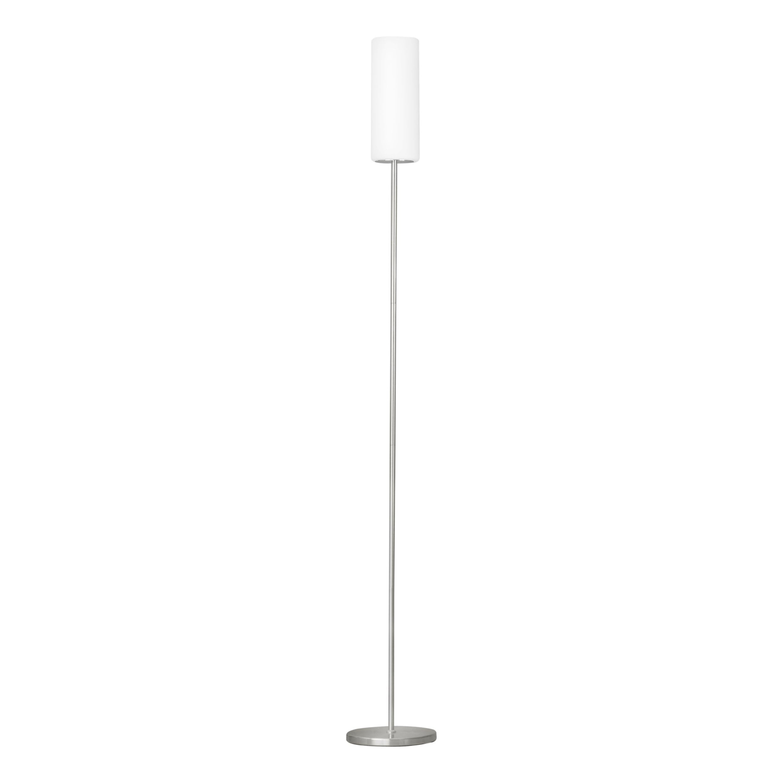 EGLO Troy 3 Floor Light, Nickel Matt Steel Standing Lamp with Satin White Glass E27 Socket, incl. Footswitch