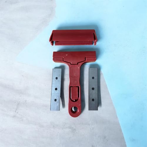 Kazıyıcı Bıçak, Kırmızı Plastik Saplı, Değiştirilebilir Metal Bıçaklı, 2 Yedek Bıçak Dahil