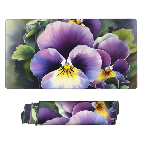 Grand tapis de souris de jeu antidérapant et sous-main étendu motif pensées perfectionnées