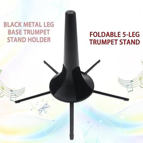 Cashbeat C202307008 Foldable 5-Leg Trumpet Stand, Black Metal Leg Base Trumpet Stand Holder With Protective Felts, Portable Trumpet Holder, Trumpet Instrument Stand Accessories thumb #1