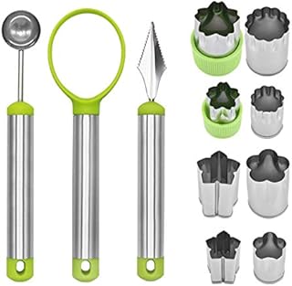 Wemaker 3 Pieces Melon Baller Scoop Set with utters Shapes Set, 3 in 1 Stainless Steel Fruit Scooper Fruit Carving Tools Set Watermelon Slicer for Ice Cream Vegetable Cantaloupe Melon