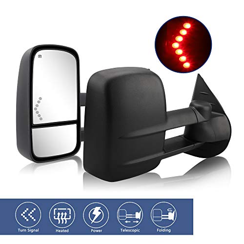 Amazon Crazy 🔥 Deals Towing Mirrors fit for 2007-2013 Chevy Silverado GMC Sierra fit for 2014 Silverado GMC Sierra 2500HD 3500HD with Power Glass LED Arrow Turn Signal Light Heated Extendable Pair Set