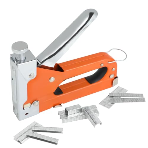 Grapadora Manual 3 en 1 - Grapadora Tapicero con 600 Grapas Ideal para Grapadora Madera Grapadora para Tapizar Carpintería Tapicería Decoración Muebles (Naranja)