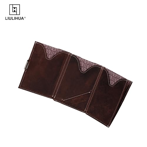 Image of LLH Leather Trifold Wallet - RFID Blocking with Stainless Steel Locking Clip Wallet, Minimalist Front Pocket RFID Blocking Credit Card Holder (Coffee)