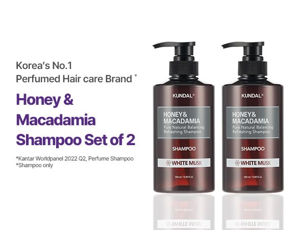 KUNDAL Honey & Macadamia Natural Shampoo [White Musk] Korean Hair Care Shampoo Damage Repair Strengthen, Nourish, with Argan Oil, Free Paraben & Sulfate 16.9 fl oz (Pack of 2),Stocking Stuffers - Image 7
