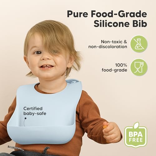 Image of KeaBabies 2-Pack Silicone Bibs for Babies, Toddlers Girl, Boy (Ocean)