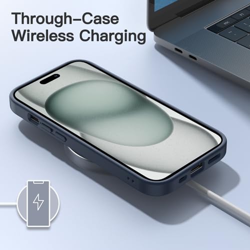 Image of JETech Matte Cover Case for iPhone 15 6.1-Inch, Shockproof Case Military Grade Drop Protection, Frosted Translucent Back Phone Cover, Anti-Fingerprint (Storm Blue)