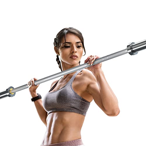 Barra olímpica de 2,1 m, plata 20 kg, capacidad nominal de 317,5 kg, mancuernas cromadas para el hogar, gimnasio, ejercicio, fitness, levantamiento de pesas, crossfit, levantamiento de pesas y