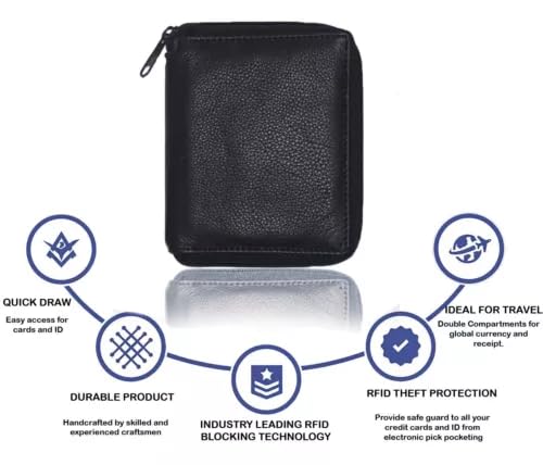 RFID Blocking Men's Hipster All Around Zipper Wallet by Leatherboss3