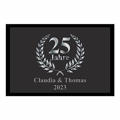 4youDesign Personalisierte Fußmatte -25 Jahre- zur Silberhochzeit mit Namen und Jahr –...