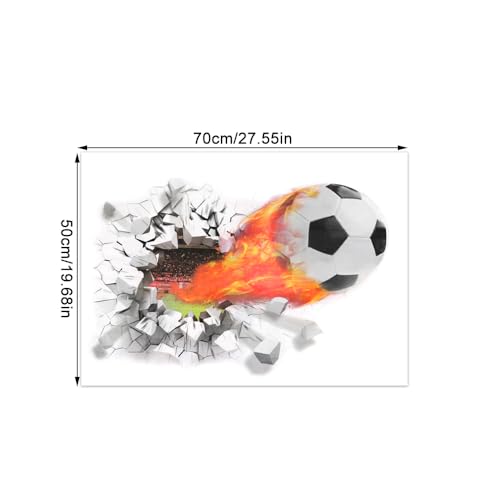 YunBey 3D Soccer Wallpaper Football Wall Stickers for Bedrooms for Boys Removable Football Sport Wall Art Decal for Living Room Kids Room Playroom Accessories - Image 2