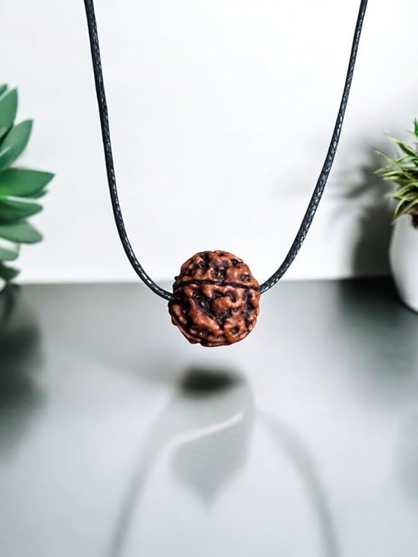 The Great Indian Store 5 Mukhi Rudraksha Bead Pendant HANDMADE Real Original Rudraksh Hindu protection necklace for men women (Black cotton cord) pack of 24