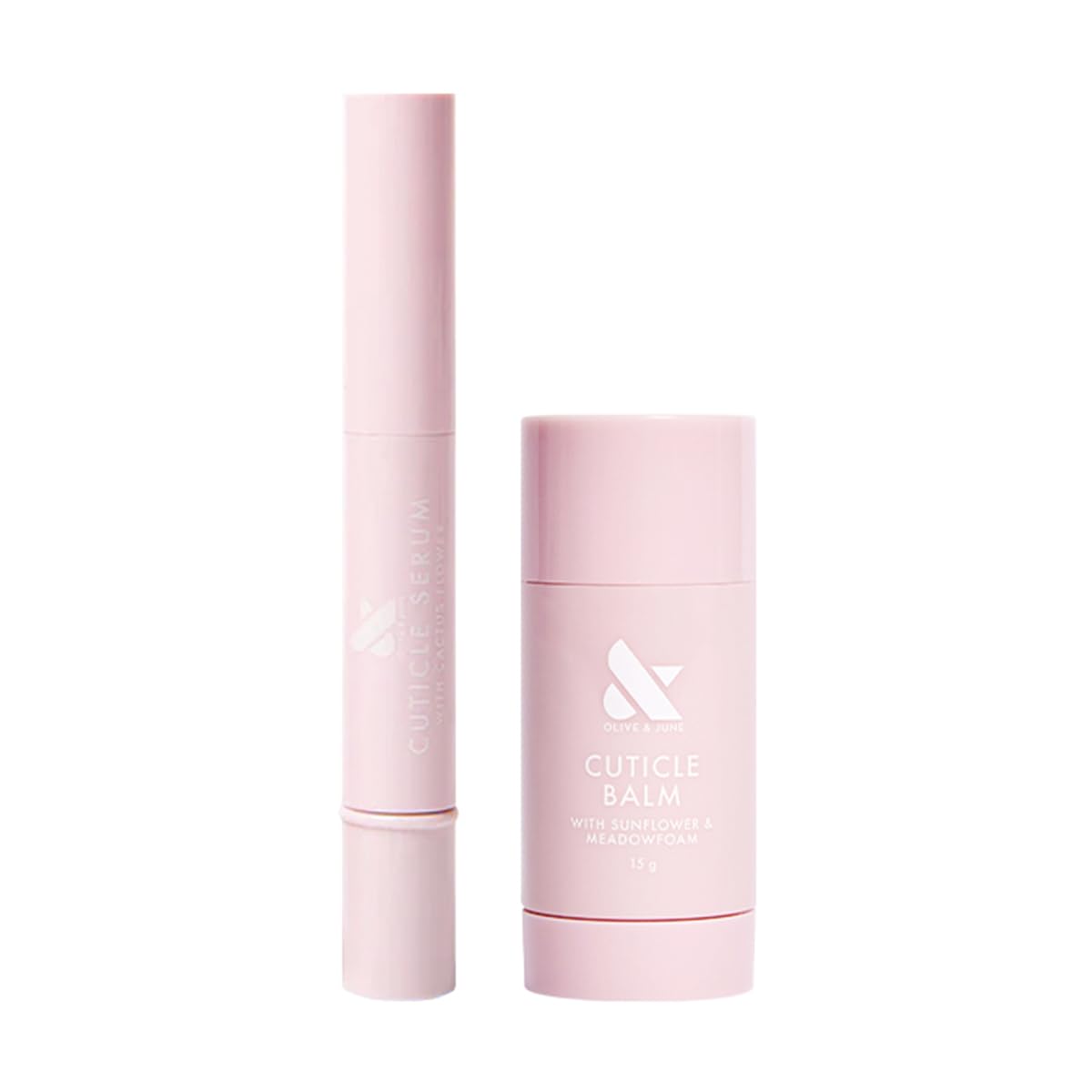 Olive & June Cuticle Hydration Set | Mini Cuticle Serum + Nourishing Balm | Hyaluronic Acid + Meadowfoam | Vegan & Cruelty-Free Nail Care Duo |