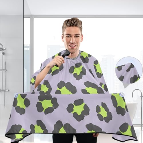 Capa profesional impermeable para corte de cabello verde leopardo miniatura 6