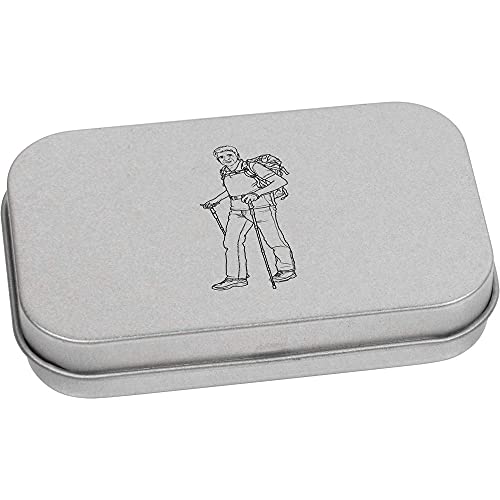 Azeeda 80mm 'Hiking Man' Metal Hinged Tin/Storage Box (TT00146336)