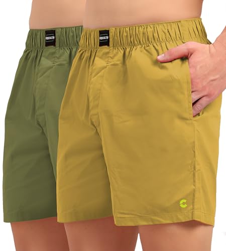 Image of Freecultr Cotton Boxer Shorts for Men Dual Pockets Moisture Wicking Microfibre | Regular Fit | Breathable & Comfortable Half Short Pants Ultrasoft Waistband
