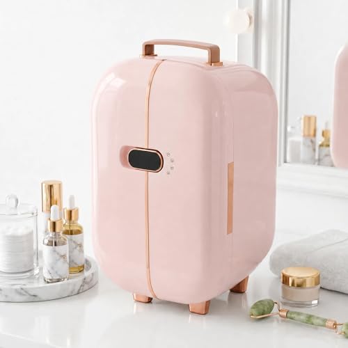 Image of TABU 12L Mini Skincare Fridge with LED Display, Pink | Makeup Fridge Cooler with Adjustable Temperature, Ultra Quiet Operating, for Cosmetics, Beauty, Skin Care