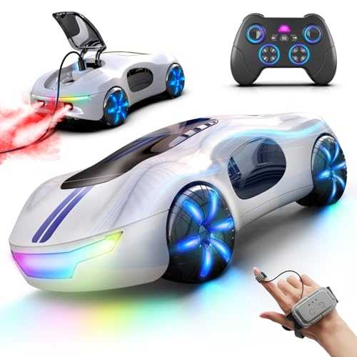 AEROQUEST Gesture Sensing Remote Control Car, Drift RC Stunt Car with Light Spray & Sound, 2.4GHz...