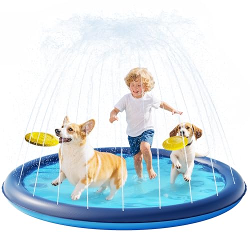 QPAU Splash Pads for Toddlers 1-3, Pink Elephant Toy Splash Pad for Kids, Outdoor Play Mat for Babies, Inflatable Sprinkler Pool for Birthday Girl Gifts 1 Year Old Girl