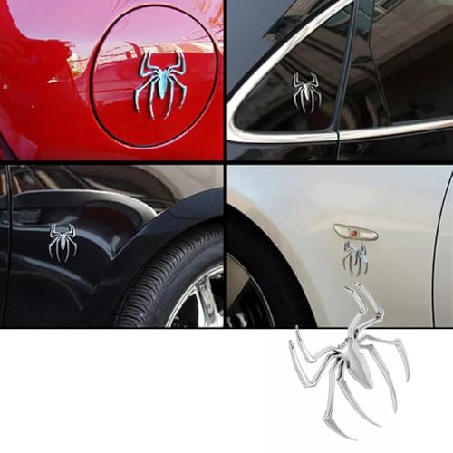 Image of 2X Spider Shape Decal Sticker Emblem Badge Fits for Universal Car Body Motorcycle SUV (Silver)