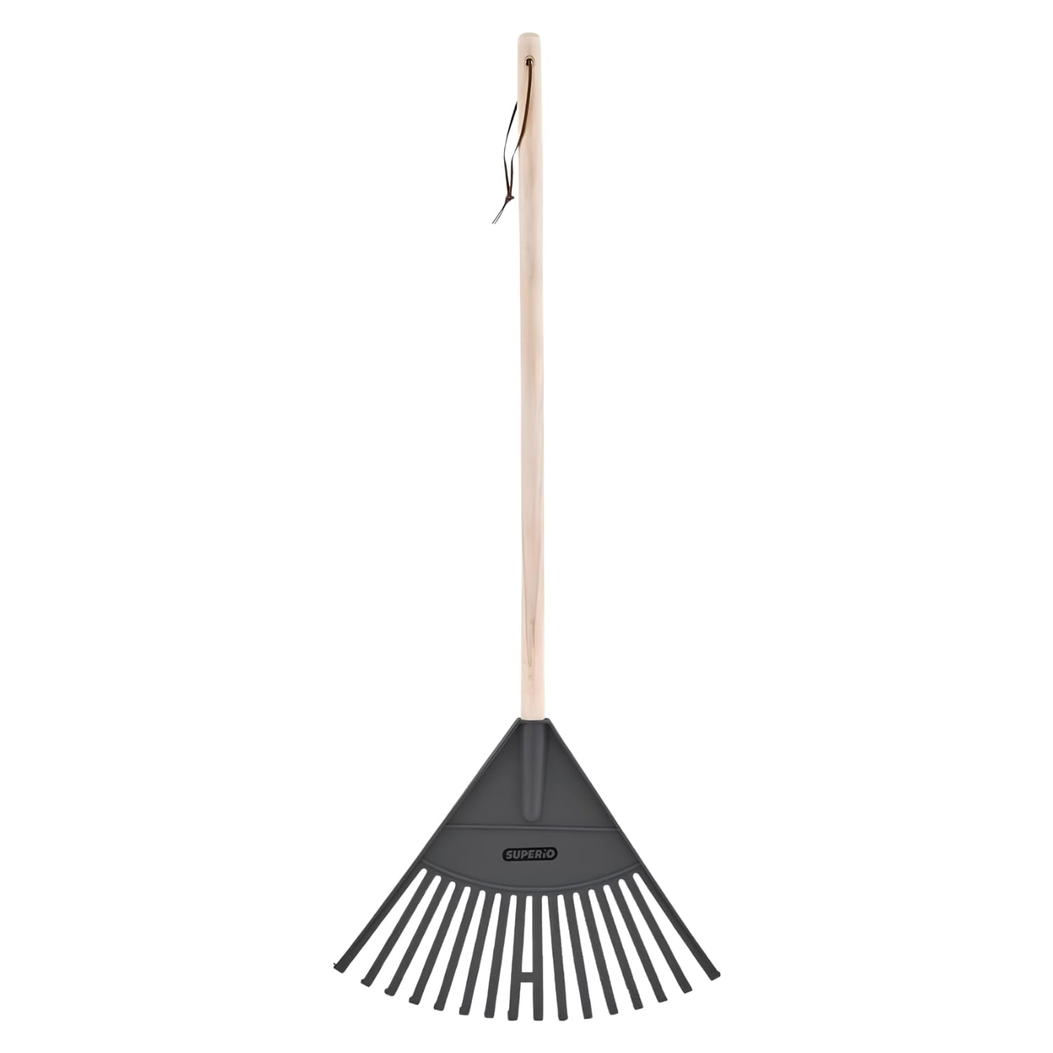 Superio Kids Leaf Rake, 34-Inch Lawn Rake with Hardwood Handle &amp; Durable Plastic Head for Yard, Garden &amp; Leaf Cleanup, Gray, 1 Pack