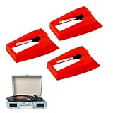 3 Pcs Record Player Needle, Turntable Replacement Needle, Record Player Needle Replacement, Durable Record Player Needle Replacement Accessories for Vinyl Record Player, Phonograph (Red)