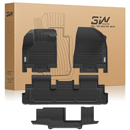 3W Floor Mats for Nissan Pathfinder 2022-2026 (Only fit 8 Passenger Models) 3 Rows TPE All Weather Protection Car Floor Liners Accessories Black