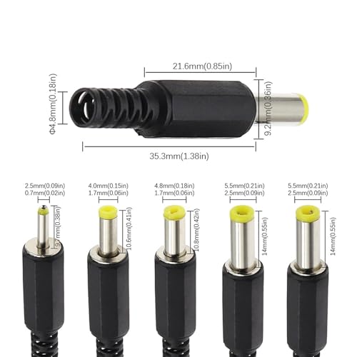 Conector de clavija DC macho de 3.5x1.35mm para cable de soldadura de corriente, 10 Uds 7