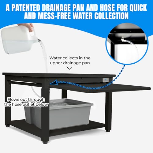 Image of Laundry Pedestal for Washer or Dryer with Drain Pan & Hose - 24 inchW, 10 inchH | Universal Fit 800 lbs Capacity Steel Stand With Pull Out Shelf for Back Pain Relief, Keeps Space Clean, All Brands Supported