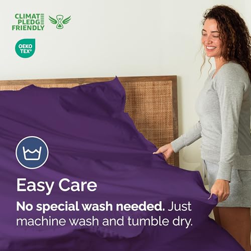 Drap plat lit simple XL violet drap de dessus microfibre respirant - 6
