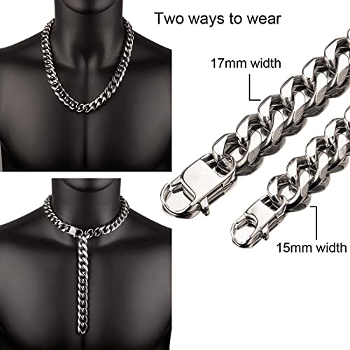 Hip Hop Mens Choker Stainless Steel Miami Chain Curb Cuban Link Rapper Necklace Jewelry with Tail2