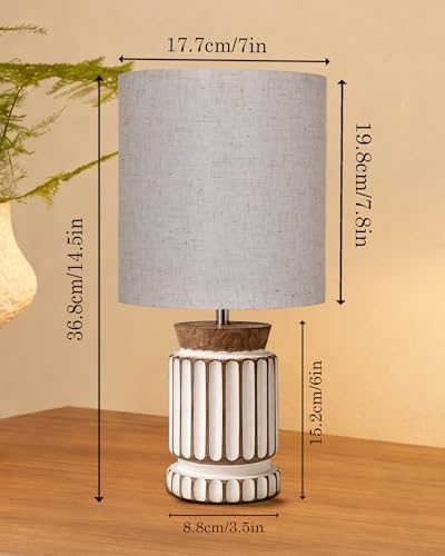 Image of Homesake Wooden Table Lamp | Handcrafted Bedside & Living Room Lamp | Bulb Included | Warm Light | Desk Nightstand Light, Decor Lamp for Bedroom, Study & Home Decor, (KD Khadi Drum)