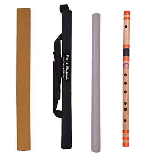 Foora Flute India Professional C Scale Flute Bansuri with Re-sham Thread Hand Made Indian Bamboo Flute Size 48 cm