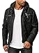 Red Bridge Herren Kunst- Lederjacke Kunstleder Bikerjacke mit Sweat- Kapuze 2in1, Schwarz - Kunstleder, XL