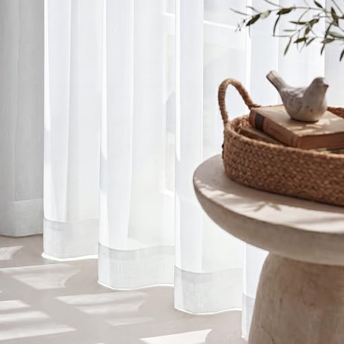 Image of NICETOWN Ivory Sheer Curtains 96 Inches Long, W42xL96, 2 Panels