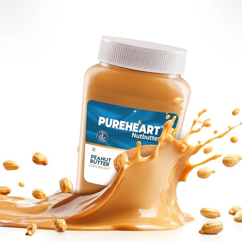 Image of Pureheart Nutbutter Crunchy Peanut Butter 1000 gm | Natural & Premium Roasted Peanuts | High Protein, Rich in Fiber | Zero Trans Fats | for Tasty Breakfast & Post Workout Protein Snack