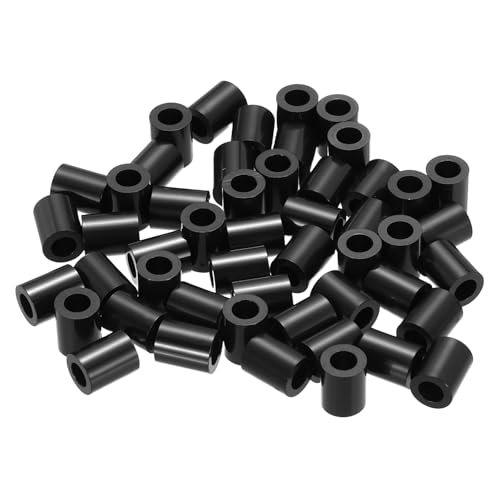 PATIKIL 50個 M4 A B S スペーサ M4 x 7mm OD x 9mm L プラスチック ラウンド スペーサ ワッシャー 黒 スタンドオフ ナット ねじ切りなし スクリュー ボルト 電気 アウトレット