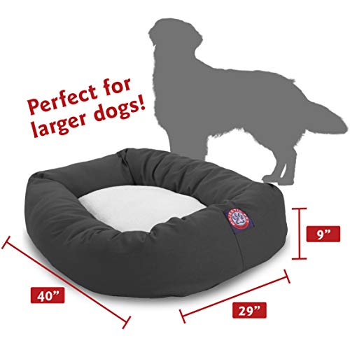 Image of Majestic Pet 40 Inch Poly-Cotton Sherpa Calming Dog Bed Washable - Cozy Soft Round Dog Bed with Spine for Head Support - Fluffy Donut Dog Bed 40x29x9 (inch) - Round Pet Bed Large - Gray