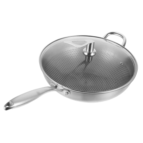 Wok de acero inoxidable con recubrimiento honeycomb y tapa