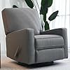 Harkawon Swivel Recliner Chair Glider Rocking Recliner Fabric Chair Comfy Upholstered Glider Rocker for Nursery Modern Armchair with Tall Back for Living Room Bedroom Gray