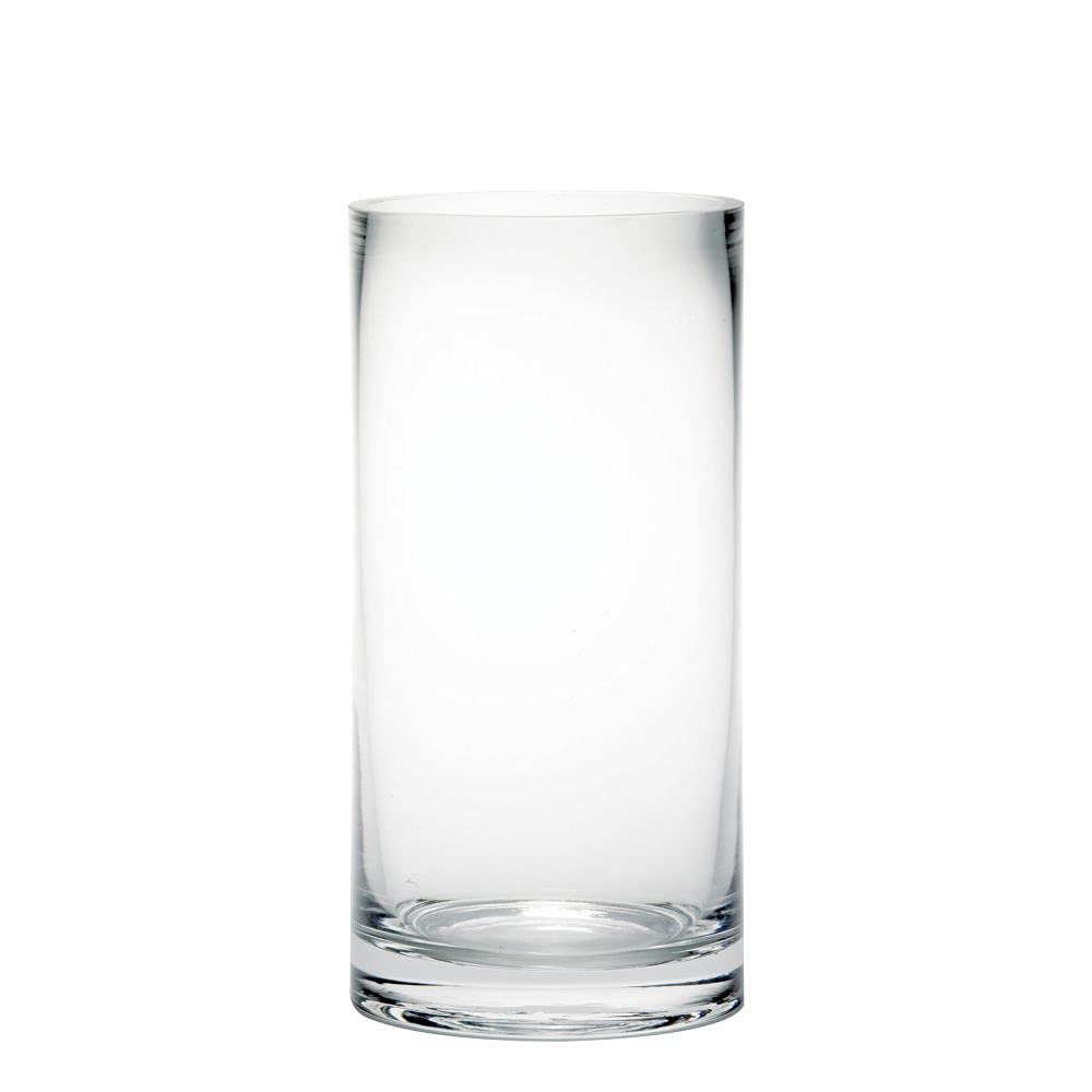 Floralcraft® 10cm x 20cm Clear Glass Cylinder Vase, Decorative Tall Flower Vase Plant Bud Container for Home Office Wedding Table Centerpiece