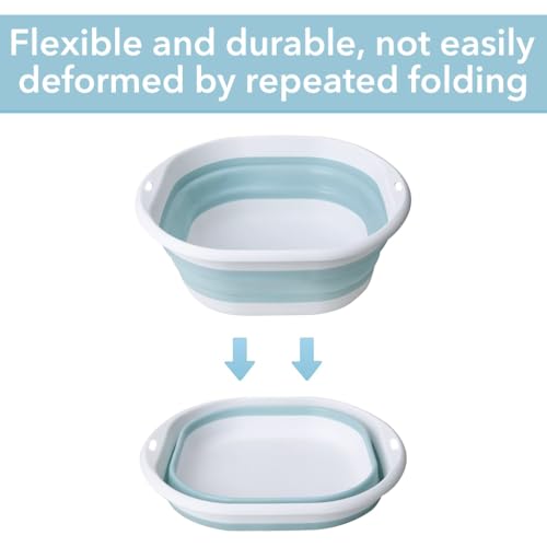 Image of HASTHIP Silicone Collapsible Tub Bucket Set, Portable Wash Basin for Handwash, Outdoor Basin for Washing, Foldable Bucket with Hanging Holes, Portable Sink for Washing Fruit & Vegetables (3Pcs)