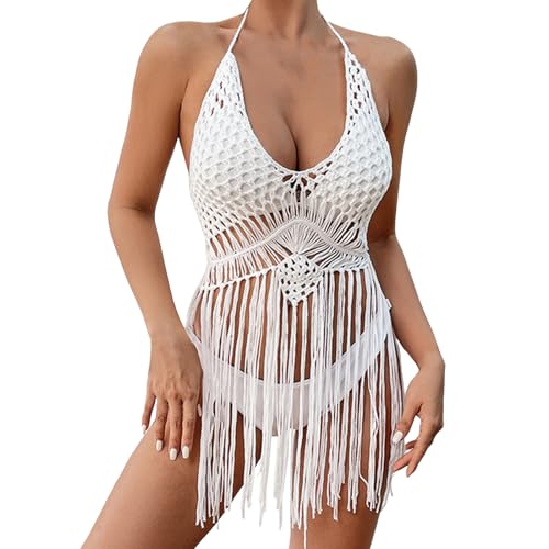 Damen Strand Häkel-Top Boho Einfarbig...