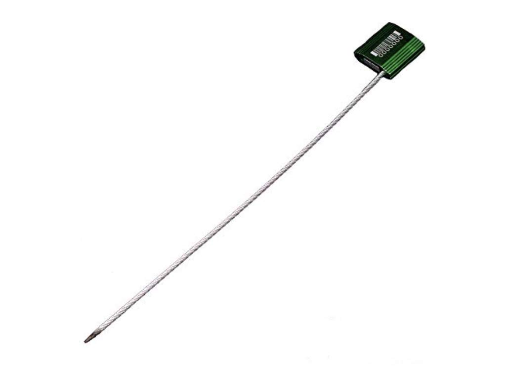 Steel Cable Seals Numbered with barcode 12 Inch, 100 pcs- Green Security Tie-Galvanized Steel Cable Seal with (3/32 inch) or (2.4mm) wire, BFSEALS Free & Quick Shipping