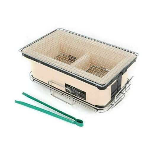 BBQ-Toro Keramik Tischgrill | 45 x 25 x 16 cm | Hibachi Grill mit Holzkohlerost, Edelstahl Grillrost und Ständer inkl. Zange | Kompakter Grill für Balkon, Camping, Outdoor, Grillen, Backen, Kochen 7 Tragbarer BBQ Holzkohle Tischgrill Japanischer Yakitori Barbecue Tischgrill Koreanischer Keramik BBQ Holzkohlegrill Poröser Keramikgrill