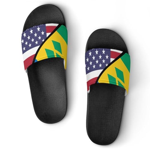 American And The Grenadines Flag Slippers for Men Wormen Shower Bathroom Slipper Indoor Beach Non Slip Sandal