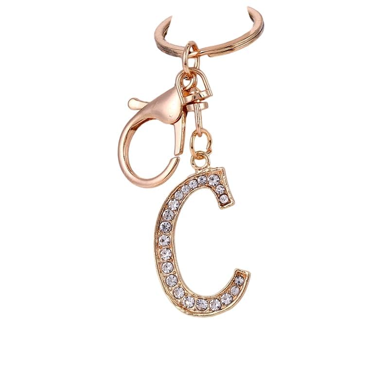 26 Letters A-Z Decorative Alphabet Initial Charm Keychain for Women Girls Men Teenager Gift